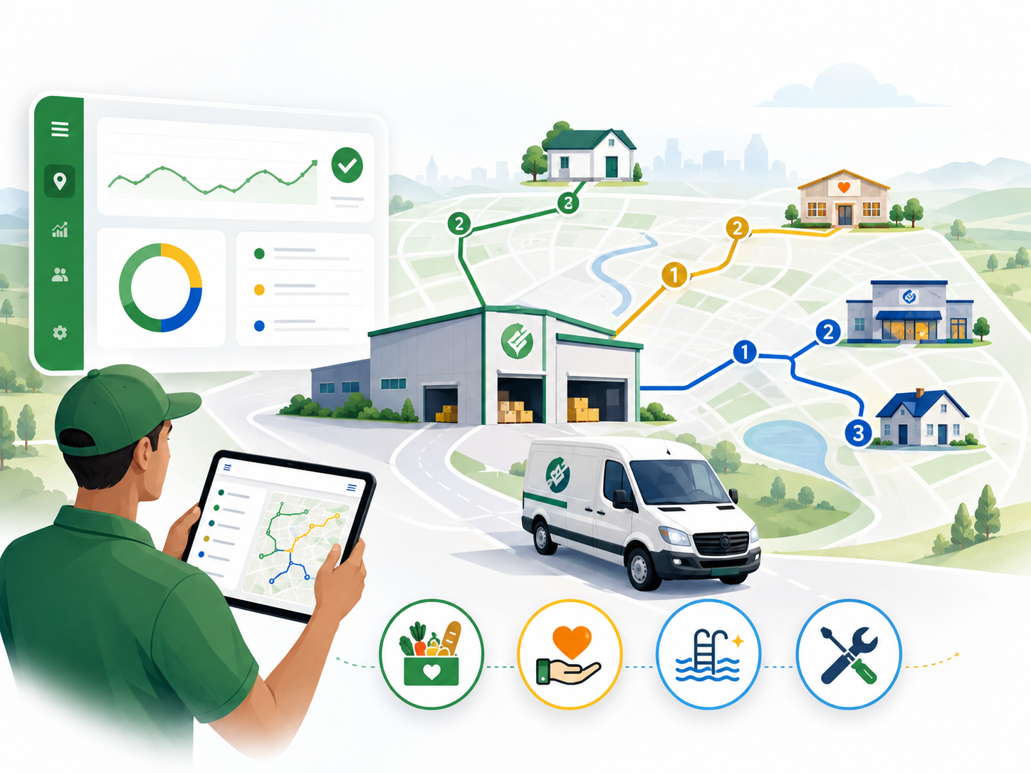 RouteFeast delivery routing illustration